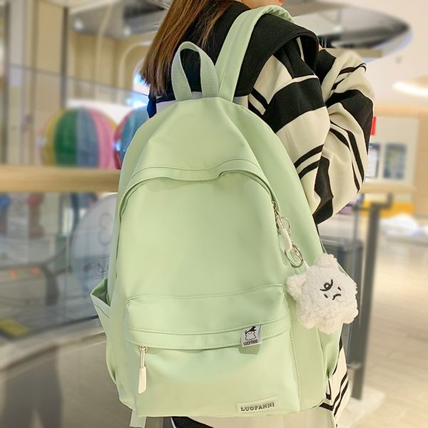 Sacs d'école à la mode femme sac mignon vert Nylon voyage ordinateur portable étanche collège sac à dos mode fille Kawaii livre dame 230729