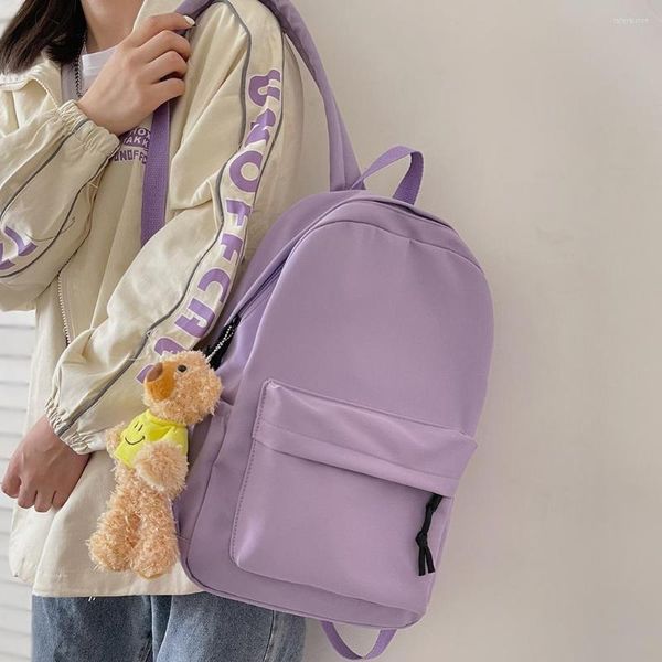 Sacs d'école à la mode femmes ordinateur portable violet collège sac dame Kawaii Nylon livre sac à dos mode mignon fille voyage Cool femme sacs à dos