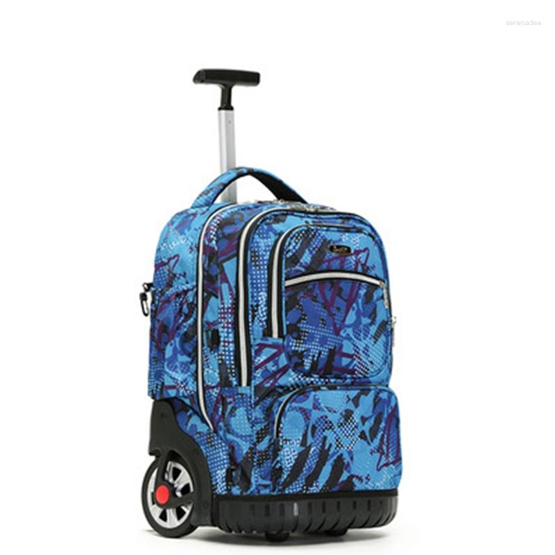 Schultaschen Trolley-Rucksack-Tasche für Teenager 19-Zoll-Reiserollen mit Rädern für Jungen und Kinder