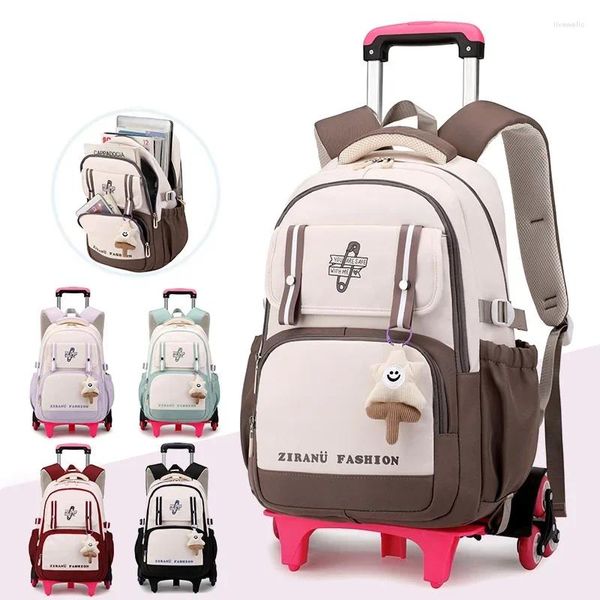 Bolsas escolares carro para niñas mochilas para estudiantes rodar cartillas scolaires rellenos de viajes