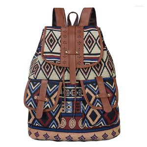 Schooltassen Vintage Print Ethnic Backpack Drawring Bohemia Travel Rucksack For Women Girls Canvas Backpacks