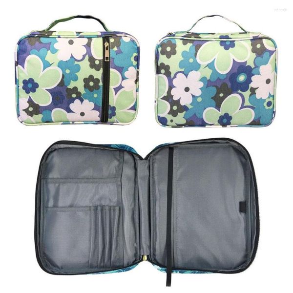 Mochilas escolares con asa impermeable y bolsillo con cremallera para mujer, bolsa de lona para guardar la Biblia, funda de transporte con estampado Floral