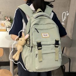 Sacs d'école imperméable à l'eau en Nylon femmes sac à dos coréen japonais mode femmes étudiants cartable multicouche Simple sens sac de voyage 231215