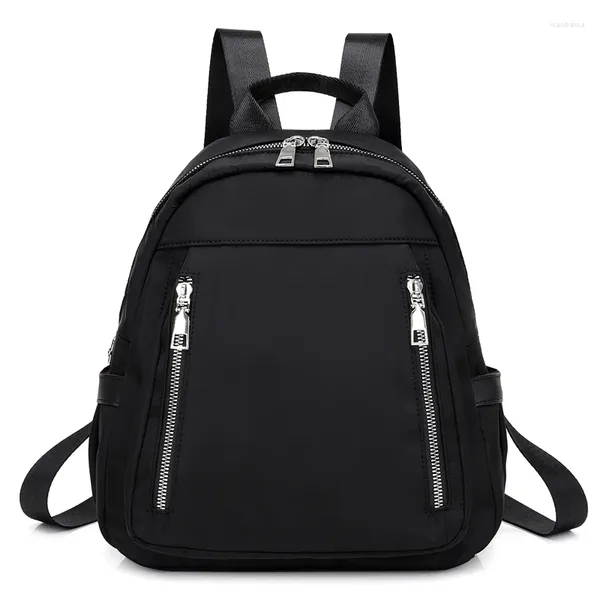 Sacs d'école imperméables en nylon femmes sac à dos fermeture éclair pour adolescents filles petite femme multifonction étudiant sac à dos