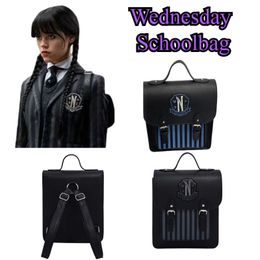Schooltassen Wednesday Addams College Bag Cosplay Schoolmeisje Rugzak Britse Mode Stijl Collectie Schooltas Voor Kind Verjaardagscadeau 230711