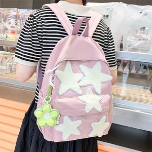 Sacs d'école WENYUJH japonais mignon fille petite foule auto-fait pentagramme sac à dos Ins polyvalent collège étudiant cartable haut