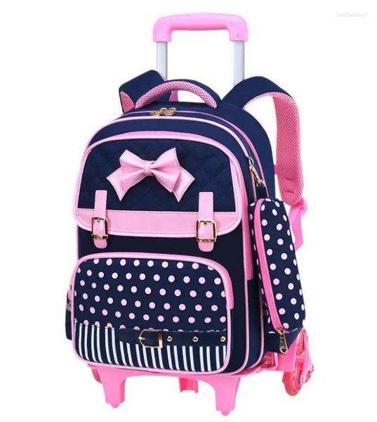 Bolsas escolares Mochila con ruedas para niñas Bolsa rodante Equipaje primario Trolley Niños Mochila escolar sobre ruedas Bookbag