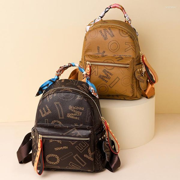 Bolsas escolares Mujer Diseñador Hombro de cuero Mini Mochila pequeña Multifunción Damas Bolsa de teléfono Paquete Niñas para mujeres