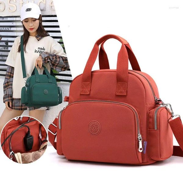 Mochilas escolares Bolsos De Mujer Color caramelo Casual hombro oculto carga USB mujeres mensajero multifunción mochila