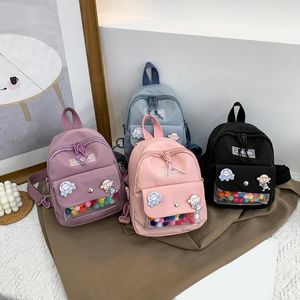 Sacs d'école femmes sac à dos mignon dessin animé Badge conception sac à bandoulière toile écologique petites filles voyage Mochila