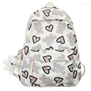 Sacs d'école femmes sac à dos mode sac en Nylon belle imprimé ours voyage sac à dos pour adolescentes femme Bookbag