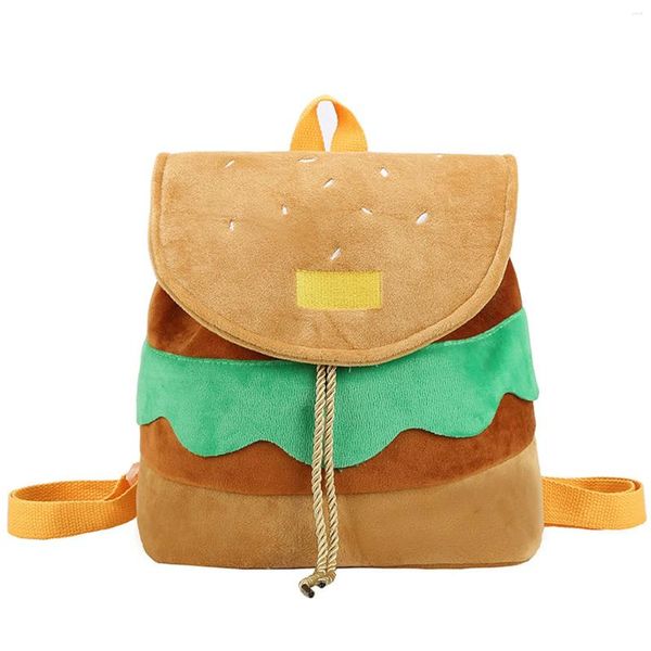 Sacs d'école femmes sac à dos Hamburger forme cordon réglable sac quotidien multi-fonction Pack