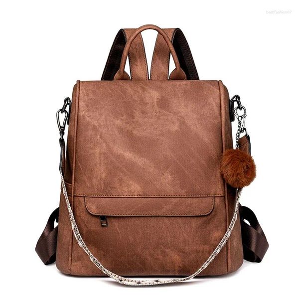 Sacs d'école Sac à dos sac à dos PU Cuir anti-Theft Antift Casual Bag Sac Fashion Hadies Satchel