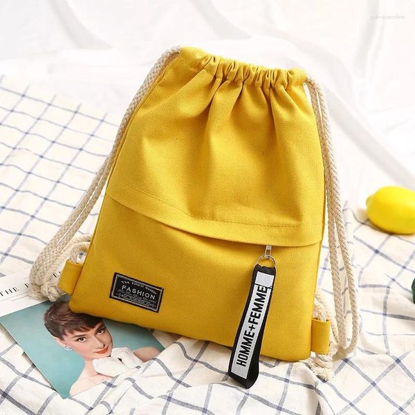 Sacs d'école Femme Sac à dos Tissu de sport Pocket Pocket DrawString Rucksack Women's Foming Polding Portable Sac à provisions Packs de voyage en plein air