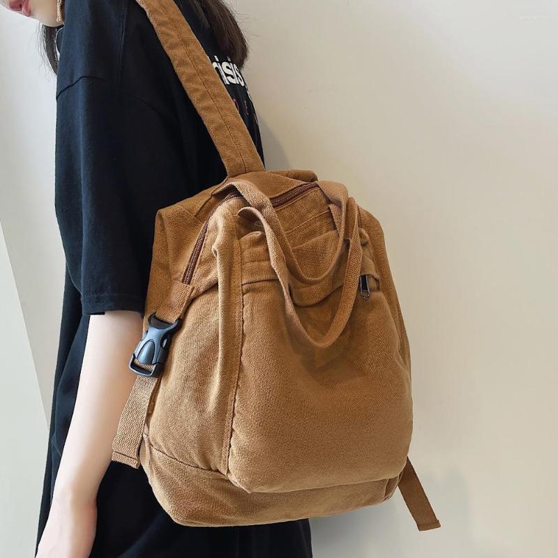 School Bags Women Backpacks Green Canvas Rucksack Quality Laptop Student Bag Female Daypack For Teen Girls Feminina Mochila