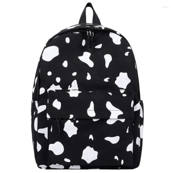 Sacs d'école - Sac à dos en toile pour femme imprimé lait de vache pour étudiantes et filles - Sac à bandoulière quotidien