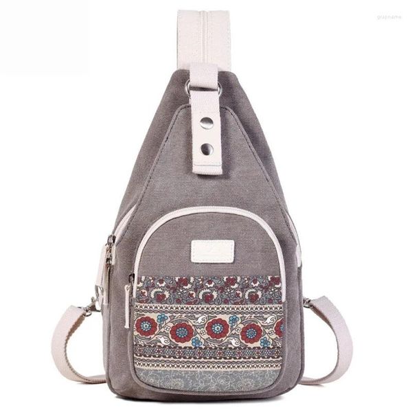 Sacs d'école Femmes Toile Sac Dames Rétro Folk-Personnalisé Style Épaule Voyage Quotidien Petit Sac À Dos Femme Casual Floral Poitrine Mochilas