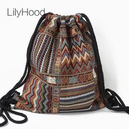 Sacs d'école Femmes Tissu Sac À Dos Femme Gypsy Bohème Boho Chic Aztèque Ibiza Tribal Ethnique Cottage Doux Marron Cordon Sac À Dos Sacs 230311