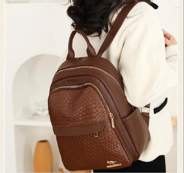 Mochilas escolares para mujer, mochilas de cuero de alta calidad, moda coreana, bolso de hombro de viaje informal de gran capacidad, bolsos de mano