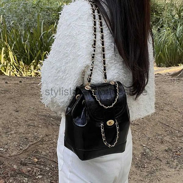 Mochilas escolares Mujeres Corea otoño invierno mini cains ins estudiante cera de aceite leater soulder bolsa de viaje mochila negro mochila elegante bolsos tienda