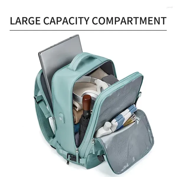 Bolsas escolares para mujeres mochilas para computadora portátil 15.6 pulgadas adolescentes USB carga de zapatos independientes mochilas de viaje al aire libre