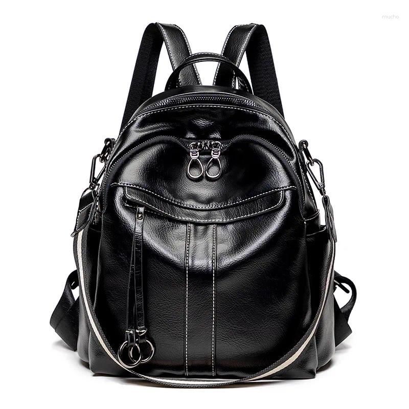 School Bags Women Large Capacity Backpack Purses High Quality Leather Female Vintage Bag Travel Backpacks Ladies Mochilas