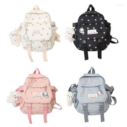 Bolsas escolares Mochila de nailon para mujer con pin colgante Hombro convertible Moda para mujer Mochila informal