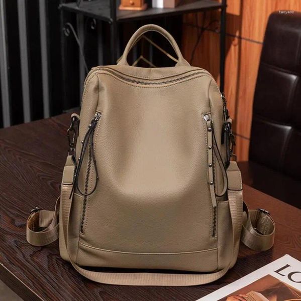 Bolsas escolares Mujeres PU Mochila de cuero Bolsa de gran capacidad Diseñador de moda Mujer Bolso de hombro Clásico