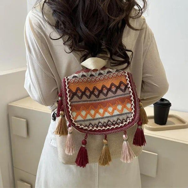 Mochilas escolares Mujeres Viajes de corta distancia Moda Ligero Gran volumen Flujo Bordado Línea Estilo Mochila Casual Caminar Pequeño