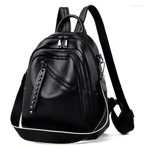 Sacs d'école XZAN femmes sac à dos en cuir véritable décontracté dames sac à bandoulière mode grande capacité voyage femme qualité peau de vache sac à dos