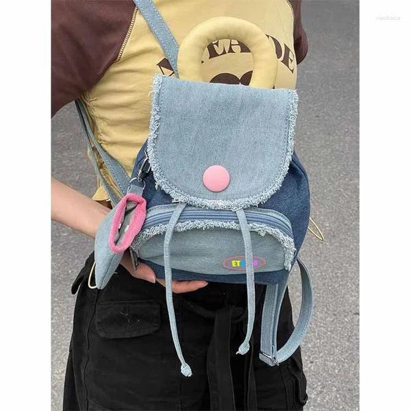 Sacs d'école Y2K Kawaii Denim Femmes Sac à dos Mode Voyage Filles Petit sac Dessin animé Style japonais Mini Mignon pour