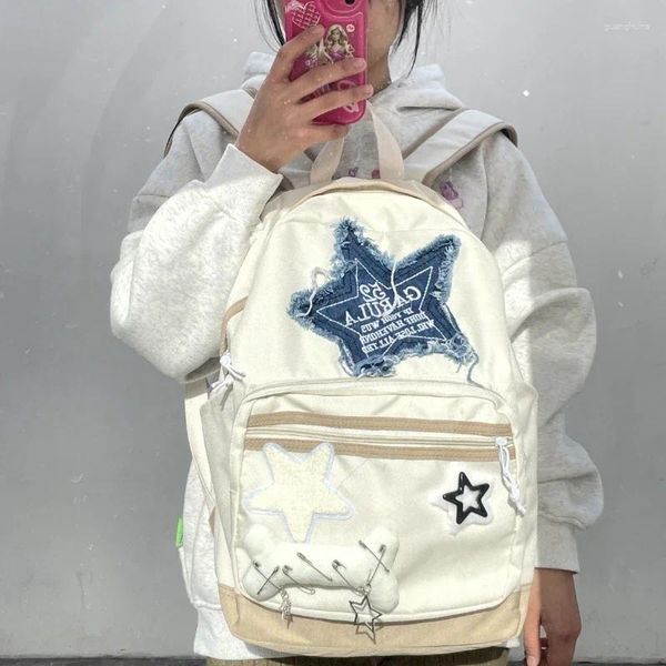 Sacs d'école y2k coréen kawaii sac de livres mignon fille étoile sac à dos étudiant sac à école fille voyage dames adolescents sacs à dos pour femmes