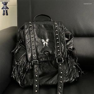 Mochilas escolares Y2K picantes para mujer y niña, bolso de hombro Punk de Metal Vintage, mochilas Harajuku para mujer, mochila con capacidad de Hip Hop