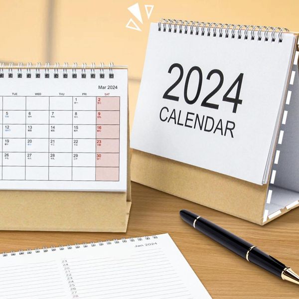 Calendario de escritorio de la escuela 2024 mini stand-up Flip-Top Event Marking Decor Office Decor Small Space Desk Calendar