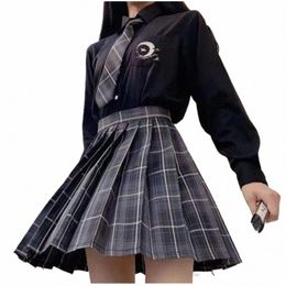 School Girl New Uniforme Jupes plissées Uniforme scolaire japonais Taille haute A-ligne Jupe à carreaux Sexy JK Uniformes pour femme Ensemble complet V0E8 #