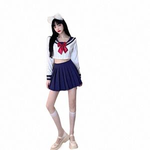 School Meisje Uniform Set Jk Plooirok Vrouwen Y2k Hoge Taille Rok Sexy Blauwe Pyjama Vrouwelijke Kawaii Harajuku Korte Mini rok Y29V #