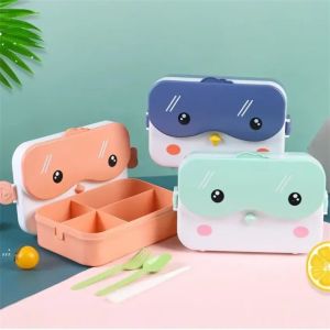 Boîte à lunch isotherme en plastique pour enfants d'école Rectangulaire Dessin animé étanche Anime Portable Micro-ondes Conteneur alimentaire École Enfant Boîtes à bento