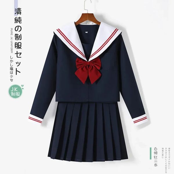 Uniforme scolaire Robe Cosplay Costume Japon Anime Fille Lady Lolita Écolières japonaises Marin Top Cravate Jupe Plissée Tenue Femmes 240315