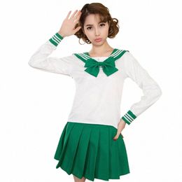 Uniforme scolaire pour les filles Anime Cosplay Sailor Uniforme 7colors Style japonais Jk coréen Tops + cravate + jupe Marine étudiants Cheerleader 89Qw #