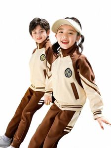 Schooluniform set voor basisschoolleerlingen Lente en herfst kinderklasuniform, driedelige set uniform Z6bf#