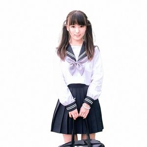 Ensemble d'uniforme scolaire Uniformes d'étudiants Cosplay Japonais / Coréen Cravate Costume de marin Ensembles Uniforme scolaire Fille Femmes Lg Manches C0py #