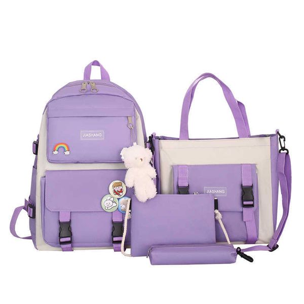 Cartable Femme Version Coréenne Haute enfants Sacs D'école Étudiants Junior Moyen Sen Département Quatre Pièces Sac À Dos Simple Sac À Dos