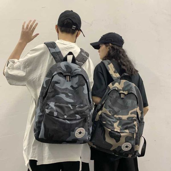 Cartable femme Version coréenne lycéen Harajuku Ulzzang Junior lycéen Camouflage sac à dos mâle tendance Ins Style sac à dos 230815