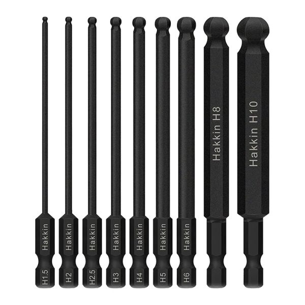 Schroevendraaier 9pcs de 100 mm Fin de la bola Bits de destornillador hexagonal Allen Llave de llave de llave