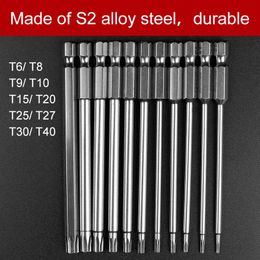 Schroevendraaier HOEN 11 pièces/ensemble jeu d'embouts de tournevis électrique pour jeu d'outils d'embouts de tournevis magnétique 100mm de Long en acier Torx magnétique sécurité hexagonale