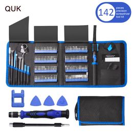 Schroevendraaier QUK Juego de destornilladores de precisión 142 en 1 Puntas de tornillo de precisión Torx magnético Hex Multiherramienta portátil Kit de herramientas de reparación de PC para teléfono móvil