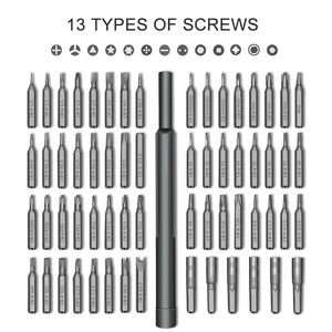 Schroevendraaier jeu de tournevis 63 en 1 tournevis de précision embout Torx embouts hexagonaux Phillips magnétiques Kit d'outils de réparation pour téléphone portable et ordinateur portable