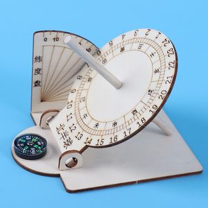 Wetenschap en technologie Kleine handgemaakte Equatoriale Sundial Model Oude Timer Kinderklok DIY Montage Leshulpmiddelen