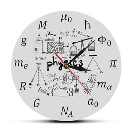 Science Art physique éléments et symboles horloge murale équations mathématiques décoration murale horloge silencieuse signe de laboratoire physicien cadeau 271W