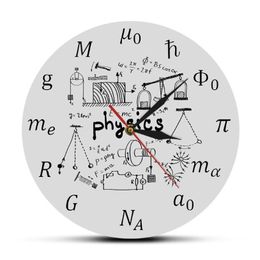 Reloj de pared con elementos y símbolos físicos, arte científico, ecuaciones matemáticas, decoración de pared, reloj silencioso, signo de laboratorio, regalo físico 288e